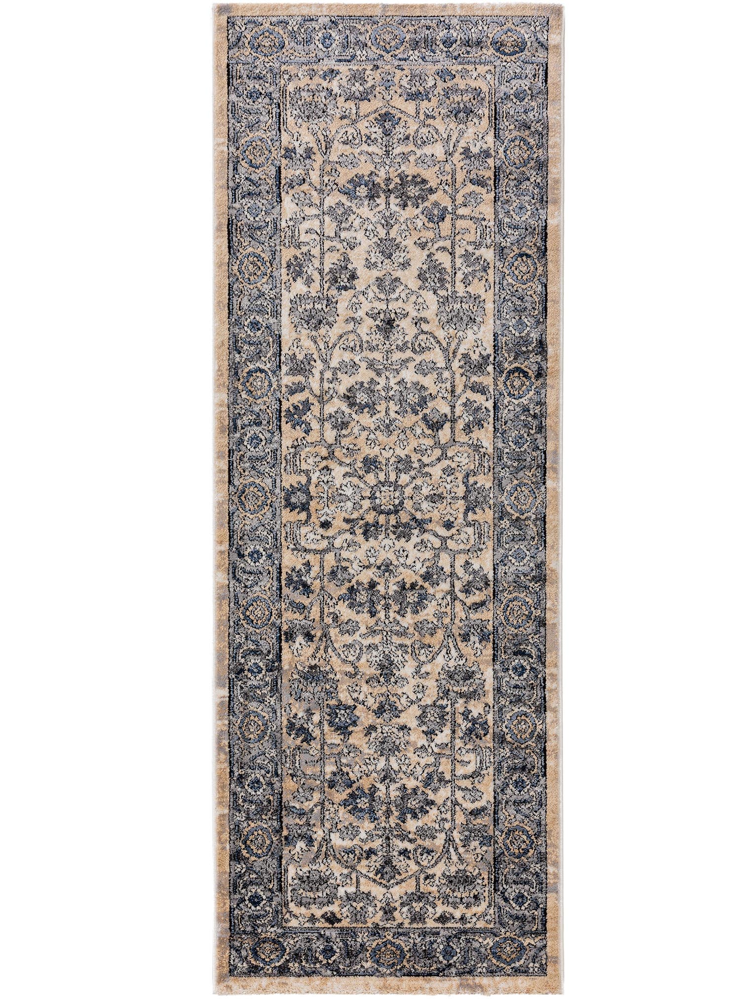 Tapijt van 70% Polyester, 30% Polypropyleen in Blauw met een 11 - 20 mm hoge pool van benuta Nest