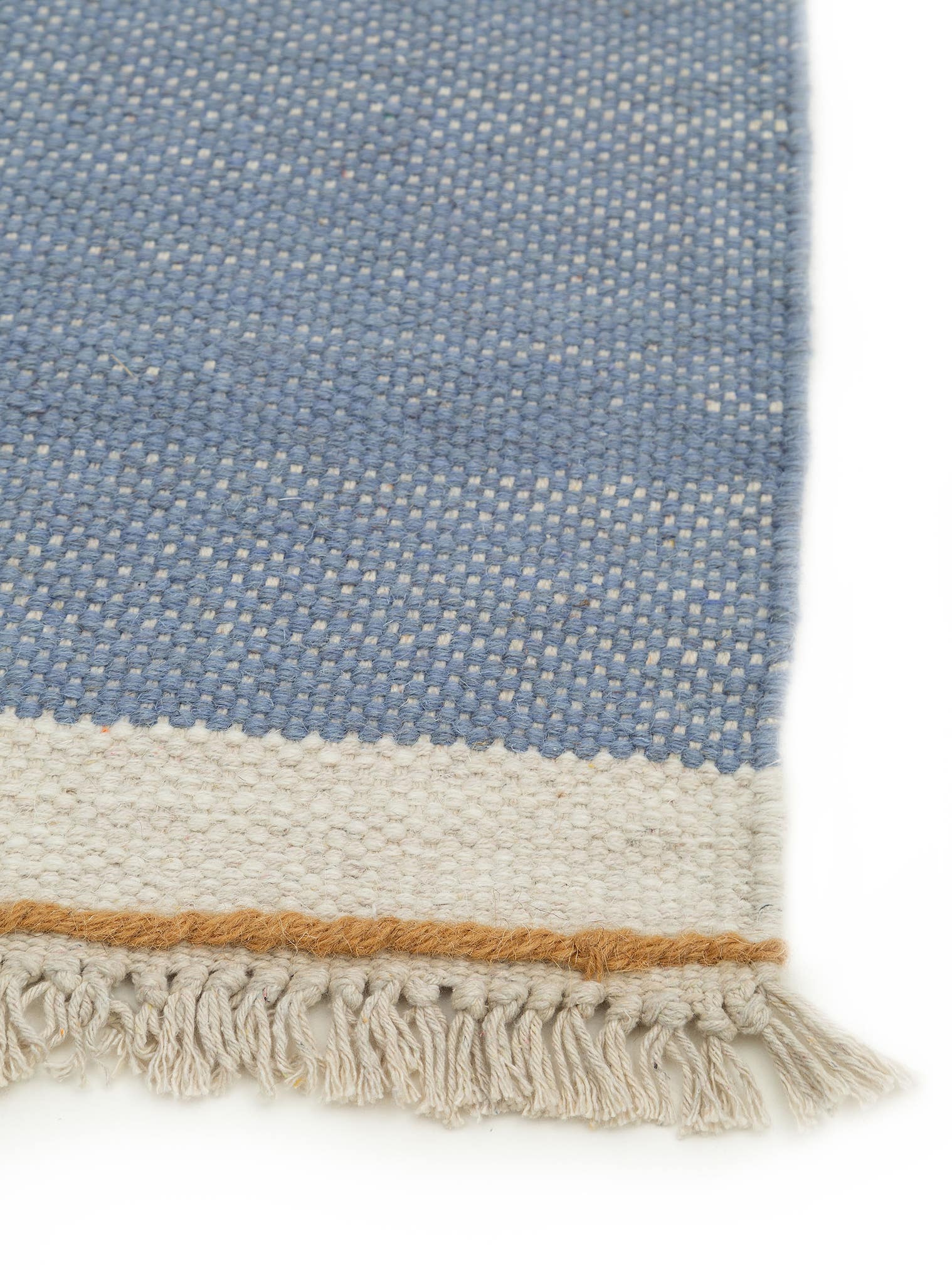 Tappeto di 60% Lana, 40% Cotone in Azzurro con pelo alto 1- 5 mm da benuta Pop