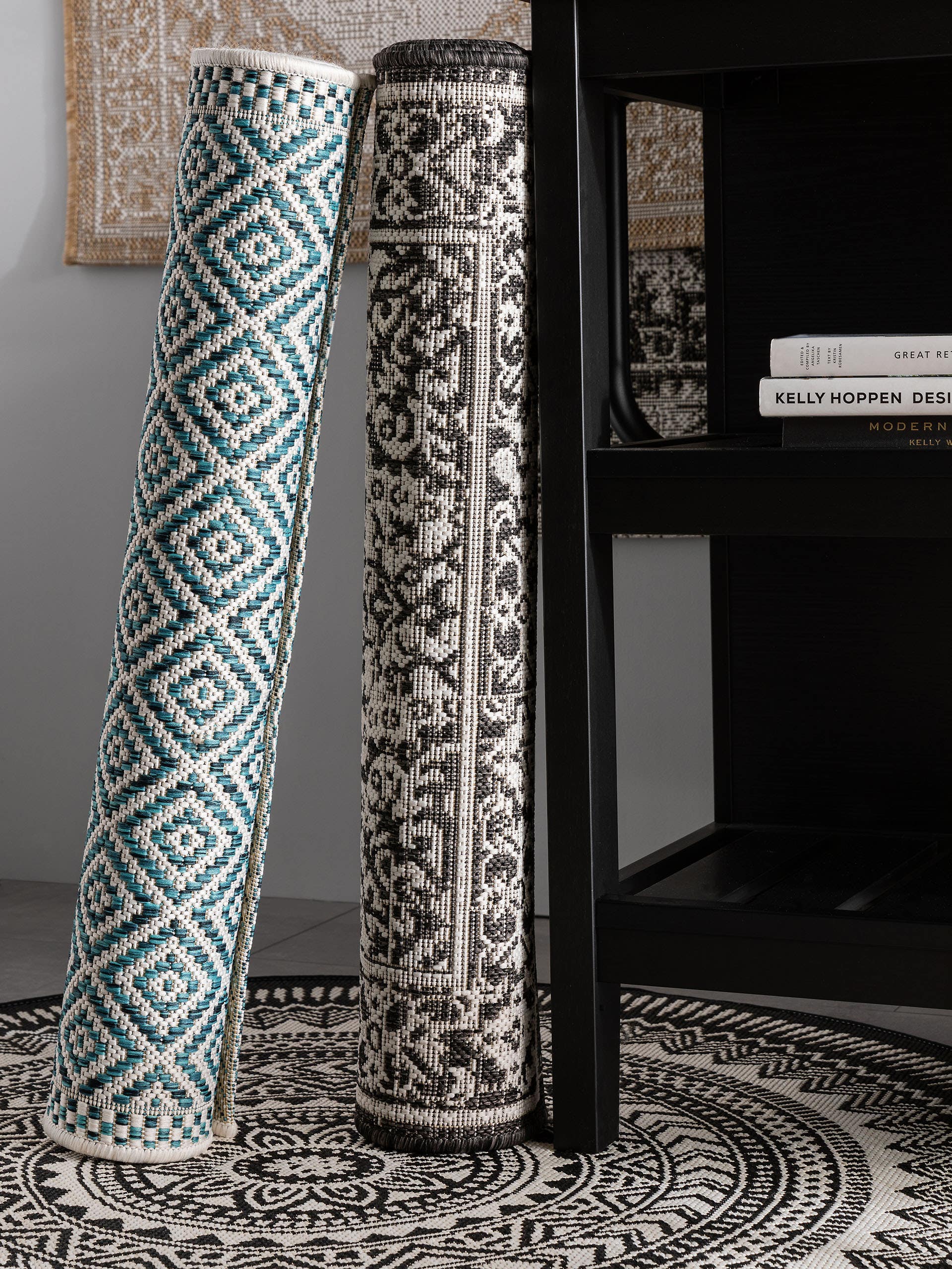 Rug made of 100% Polypropylene in Blue with a 1- 5 mm high pile by benuta Nest