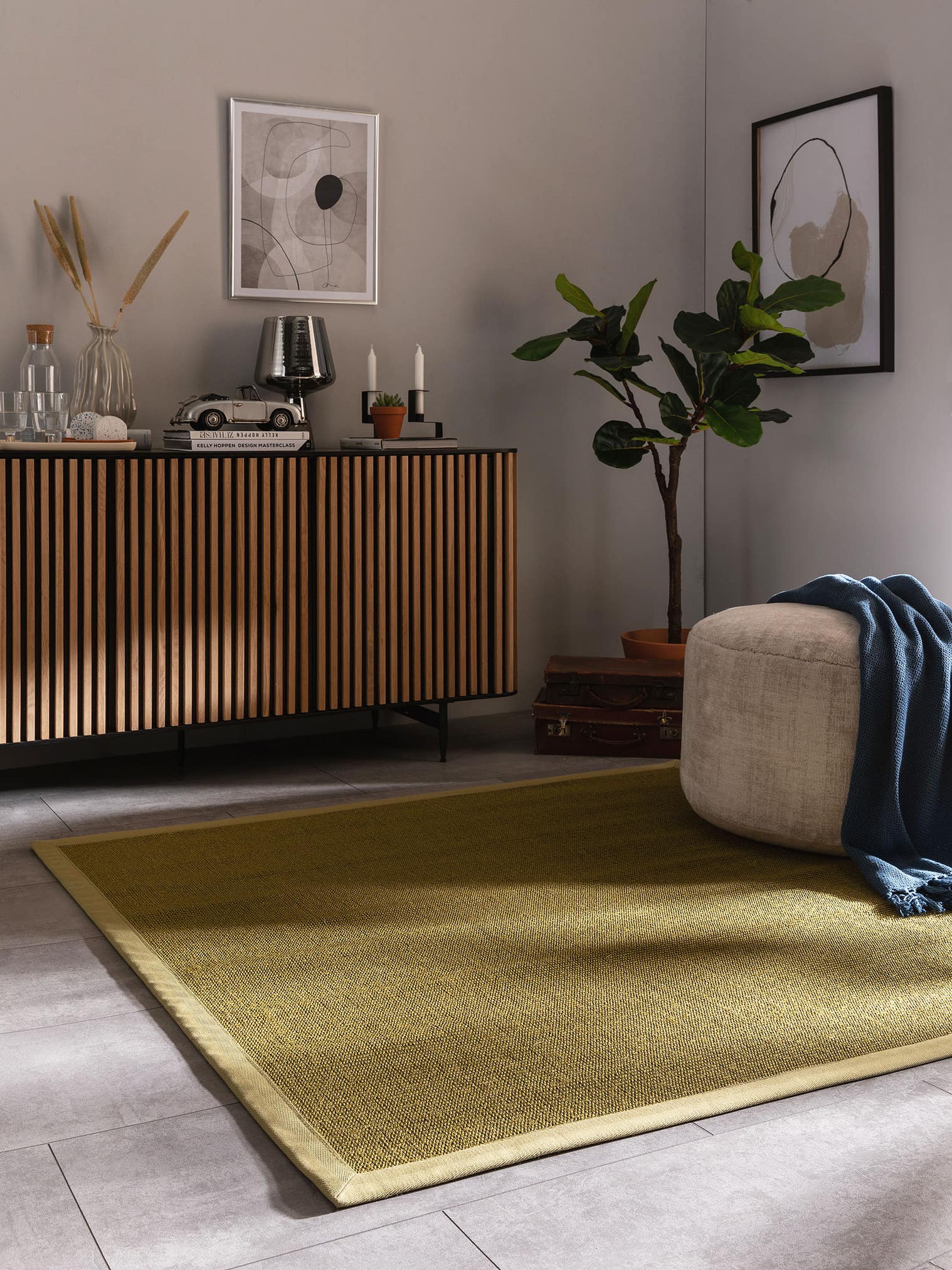 Teppich aus 100% Sisal in Grün mit bis 5 mm hohem Flor von benuta Nest