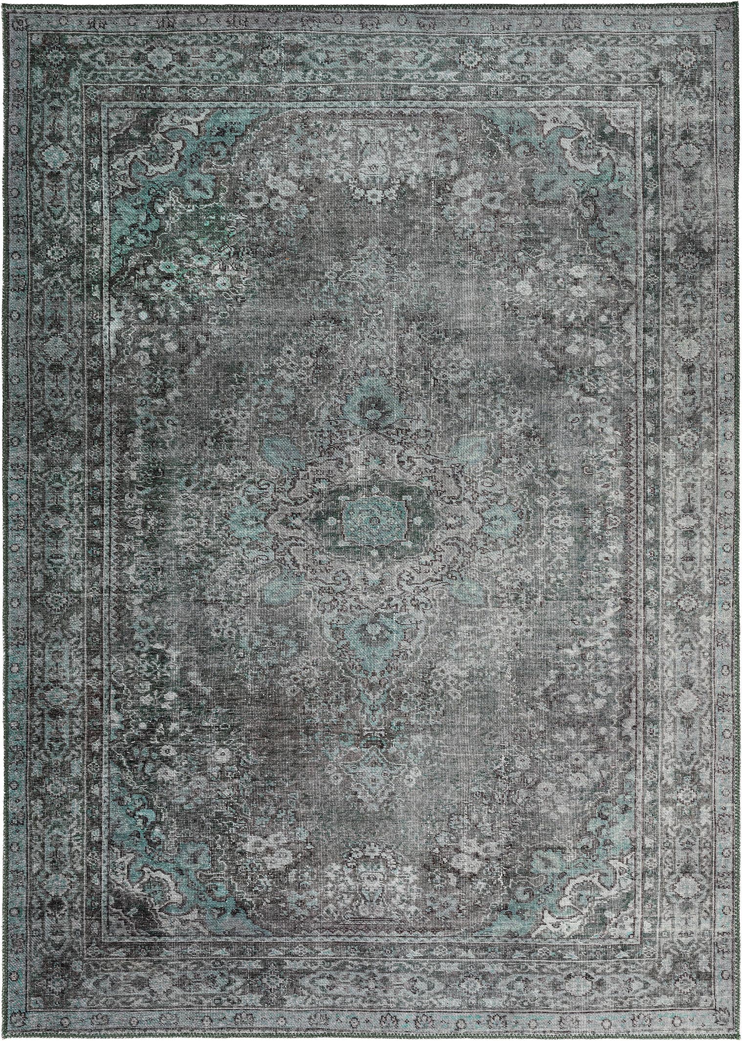 Teppich aus 100% Polyester in Grün mit bis 5 mm hohem Flor von benuta