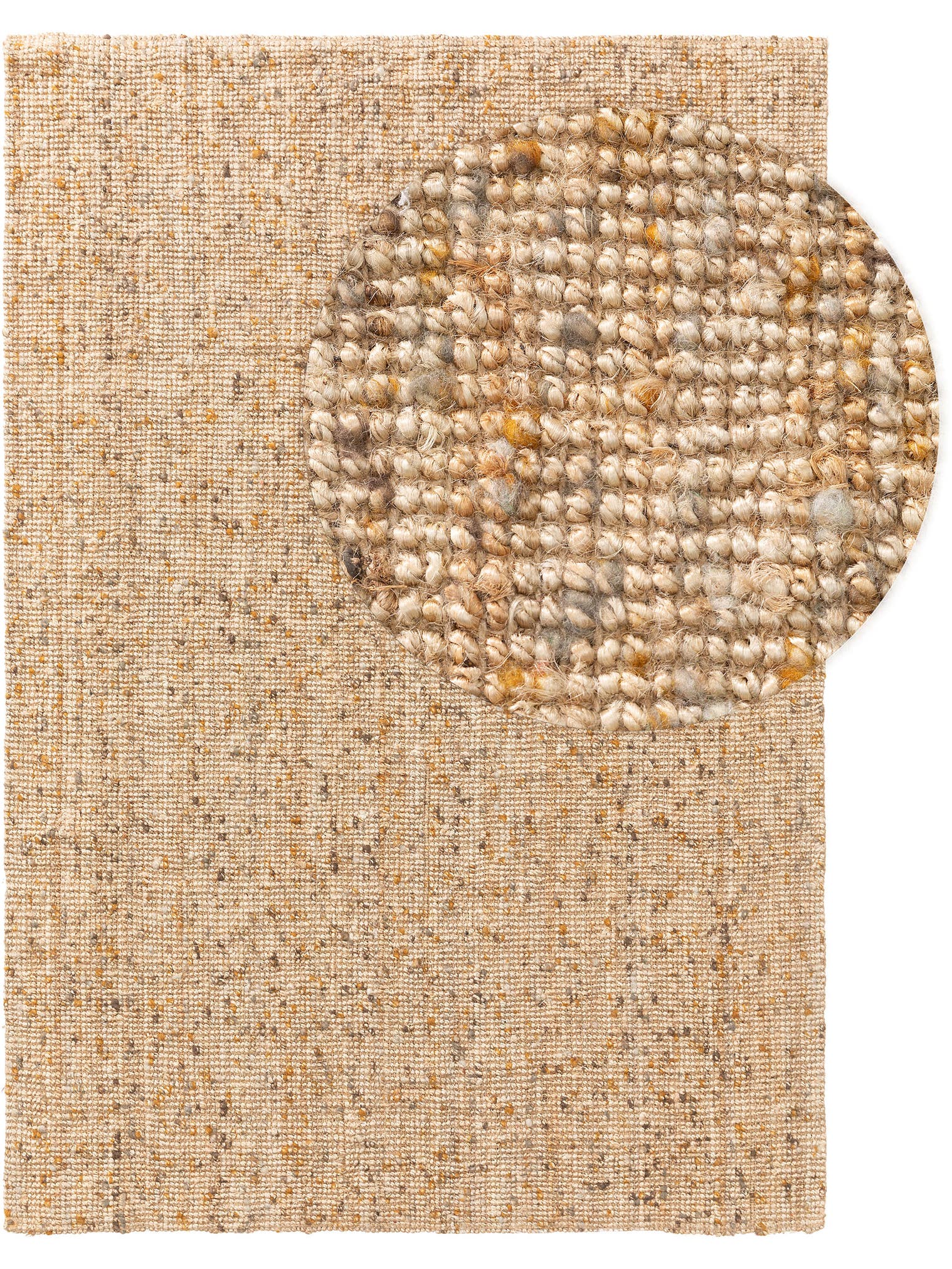 Rug made of 85% Jute, 15% Wool in Yellow with a 1- 5 mm high pile by benuta Pure