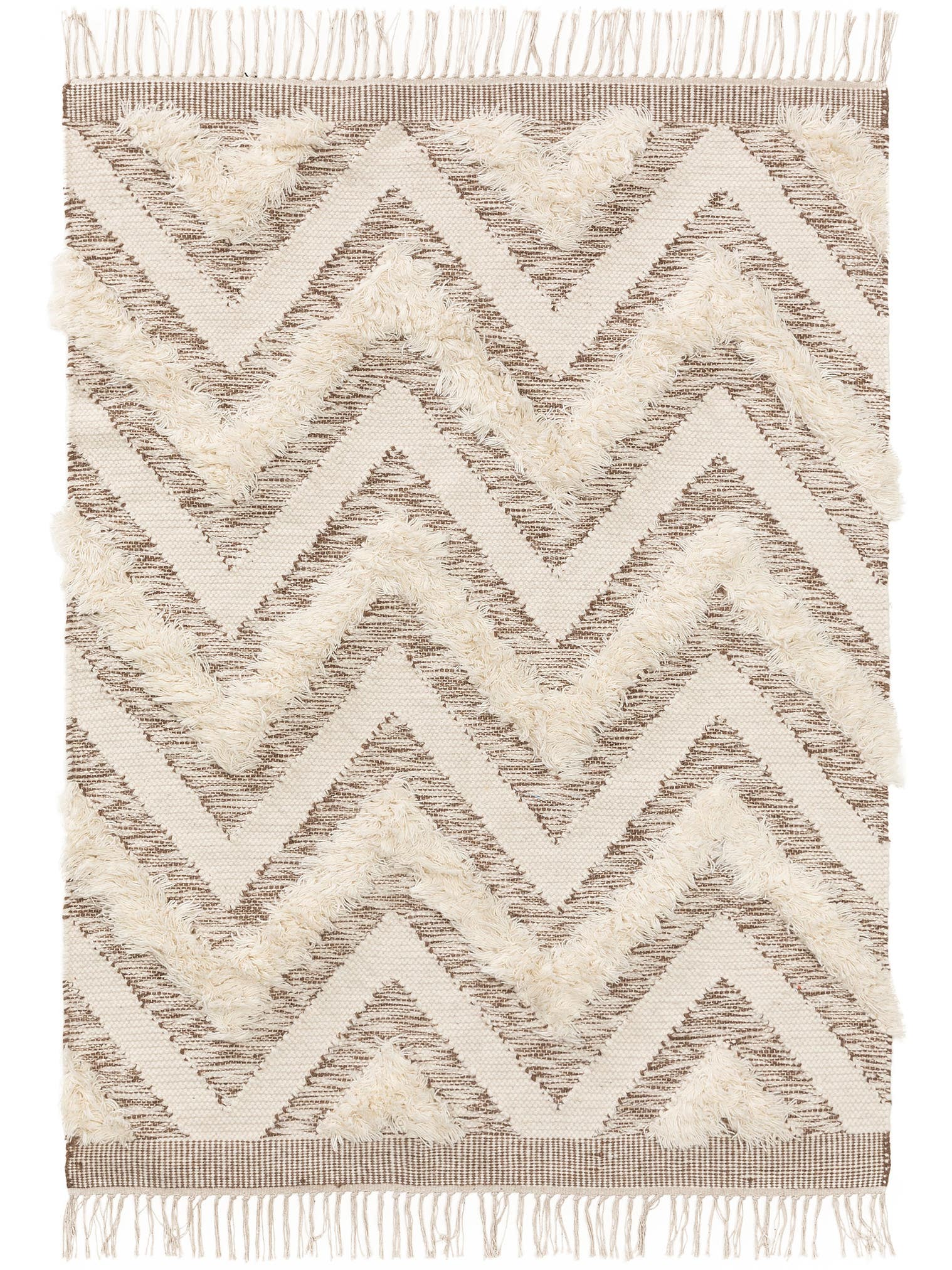 Teppich aus 80% Wolle, 20% Baumwolle in Beige mit 11 bis 20 mm hohem Flor von Lytte