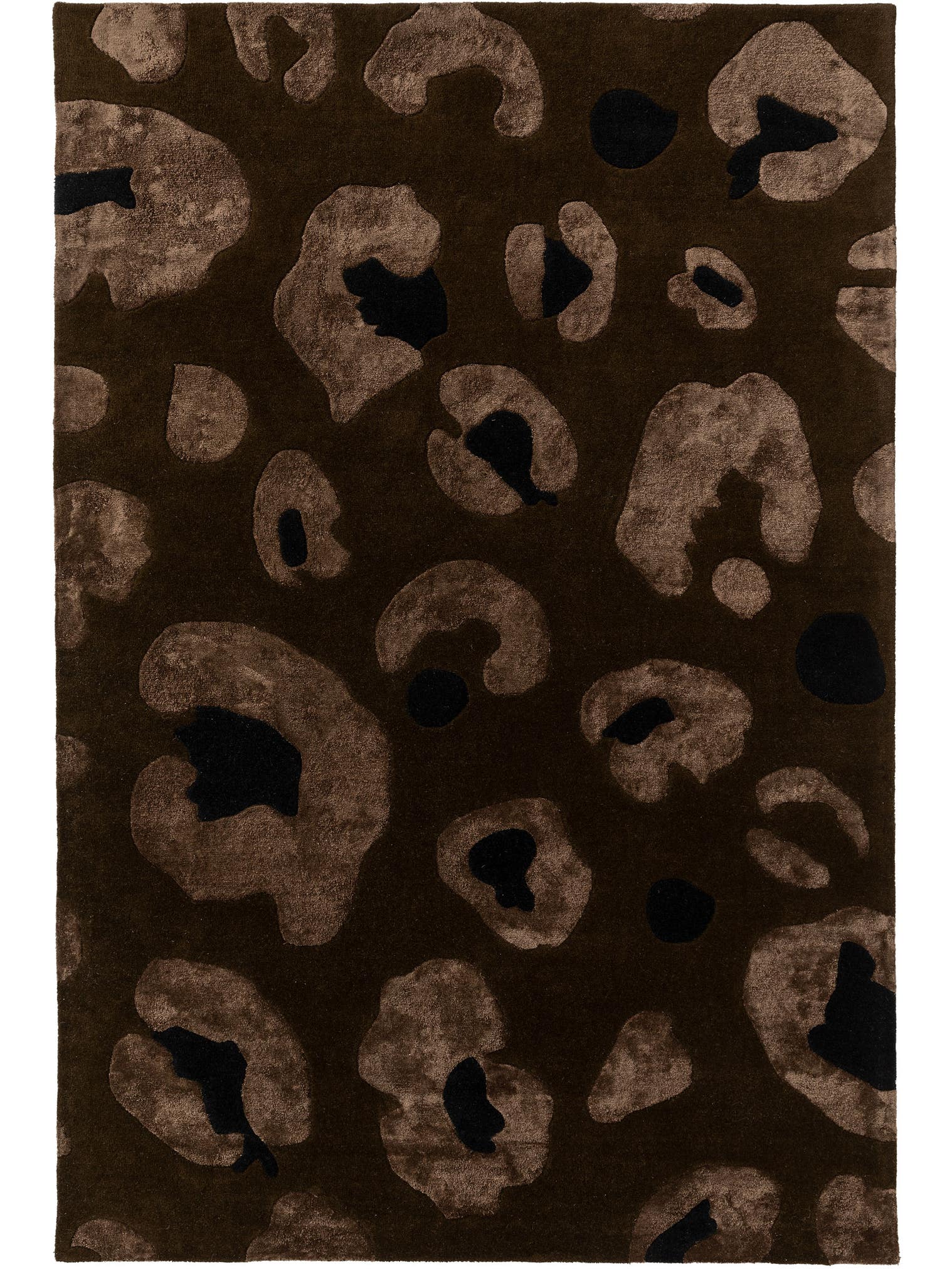 Teppich aus 50% Wolle, 50% Viskose in Grün mit 6 bis 10 mm hohem Flor von benuta