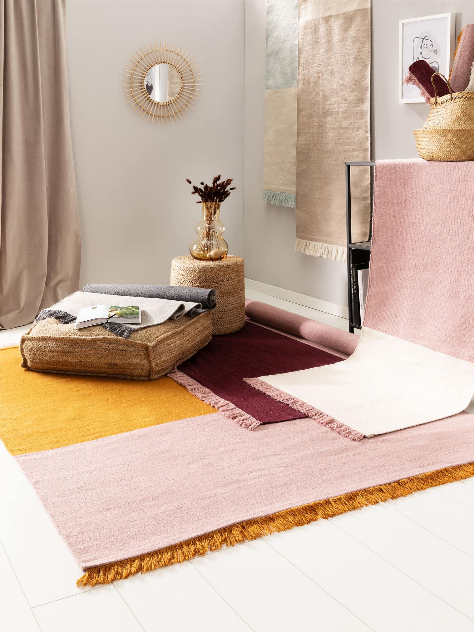 Teppich aus 100% Wolle in Grau mit bis 5 mm hohem Flor von benuta Pop