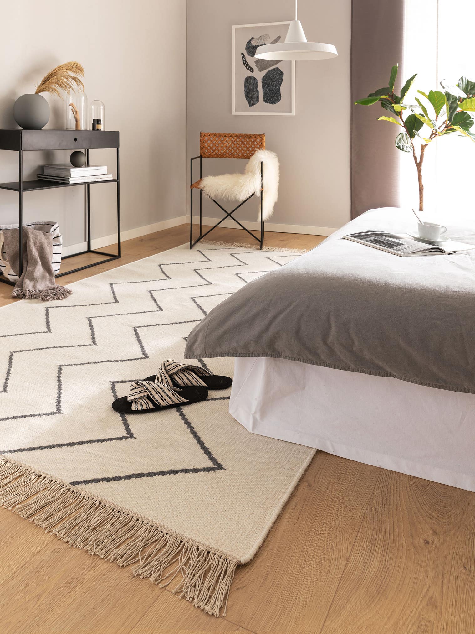 Alfombra de 90% Lana, 10% Algodón en Blanco con un pelo de {{Placeholder_Pile Height}} de altura de benuta