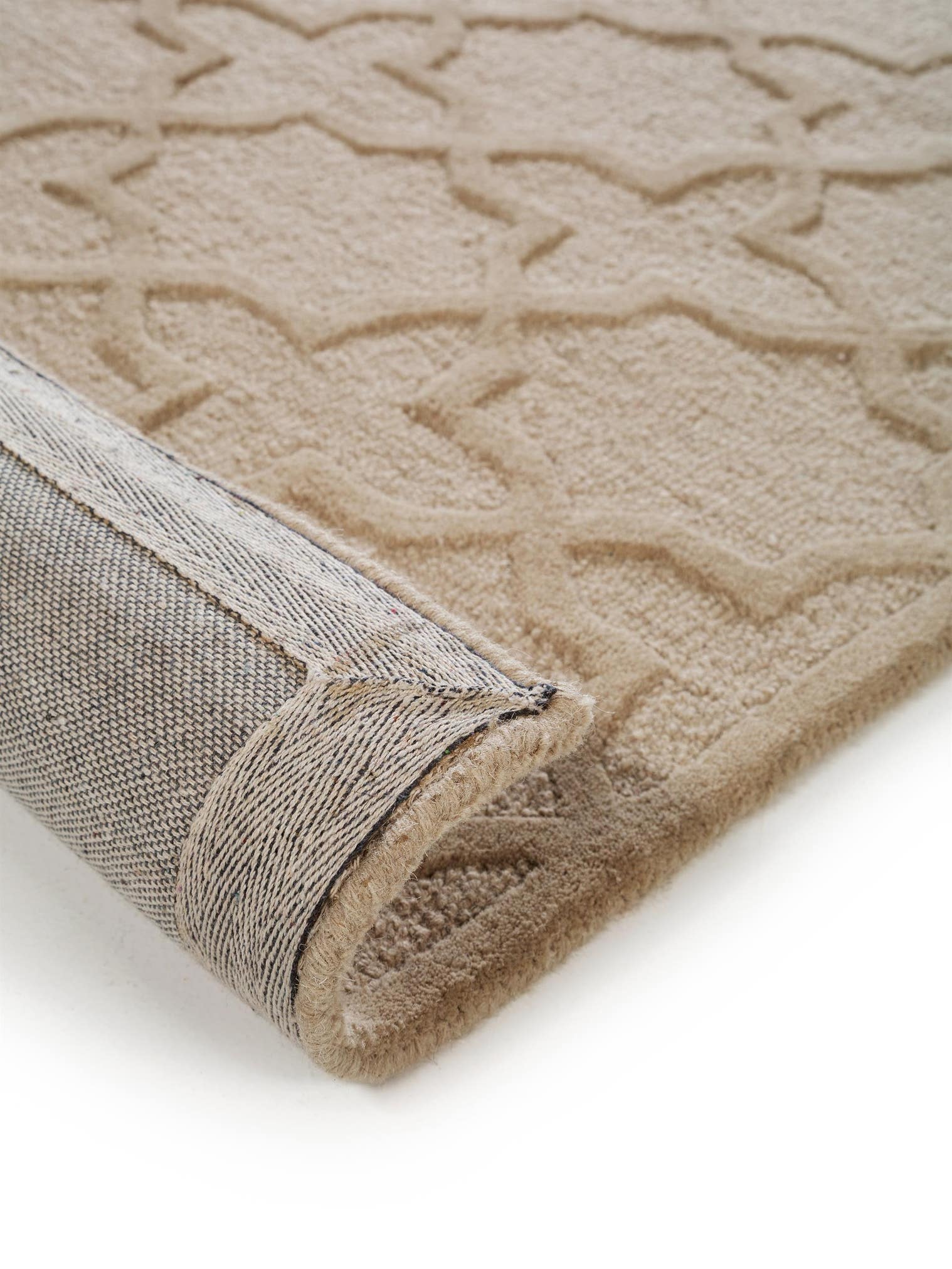 Teppich aus 100% Wolle in Beige mit 11 bis 20 mm hohem Flor von benuta Pure