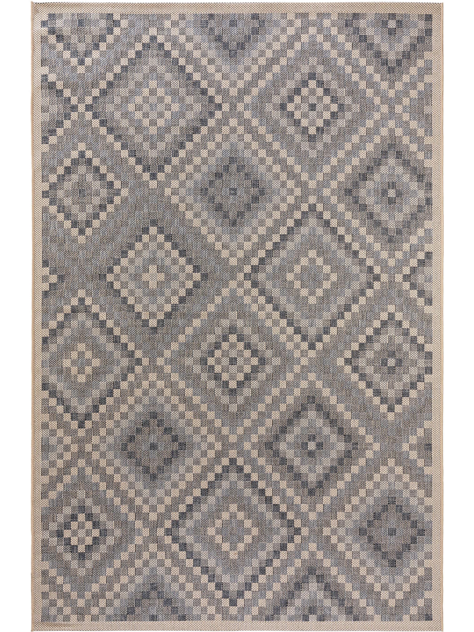 Tapis en 100% Polypropylène en Bleu avec une pile de 1- 5 mm de hauteur de benuta Nest
