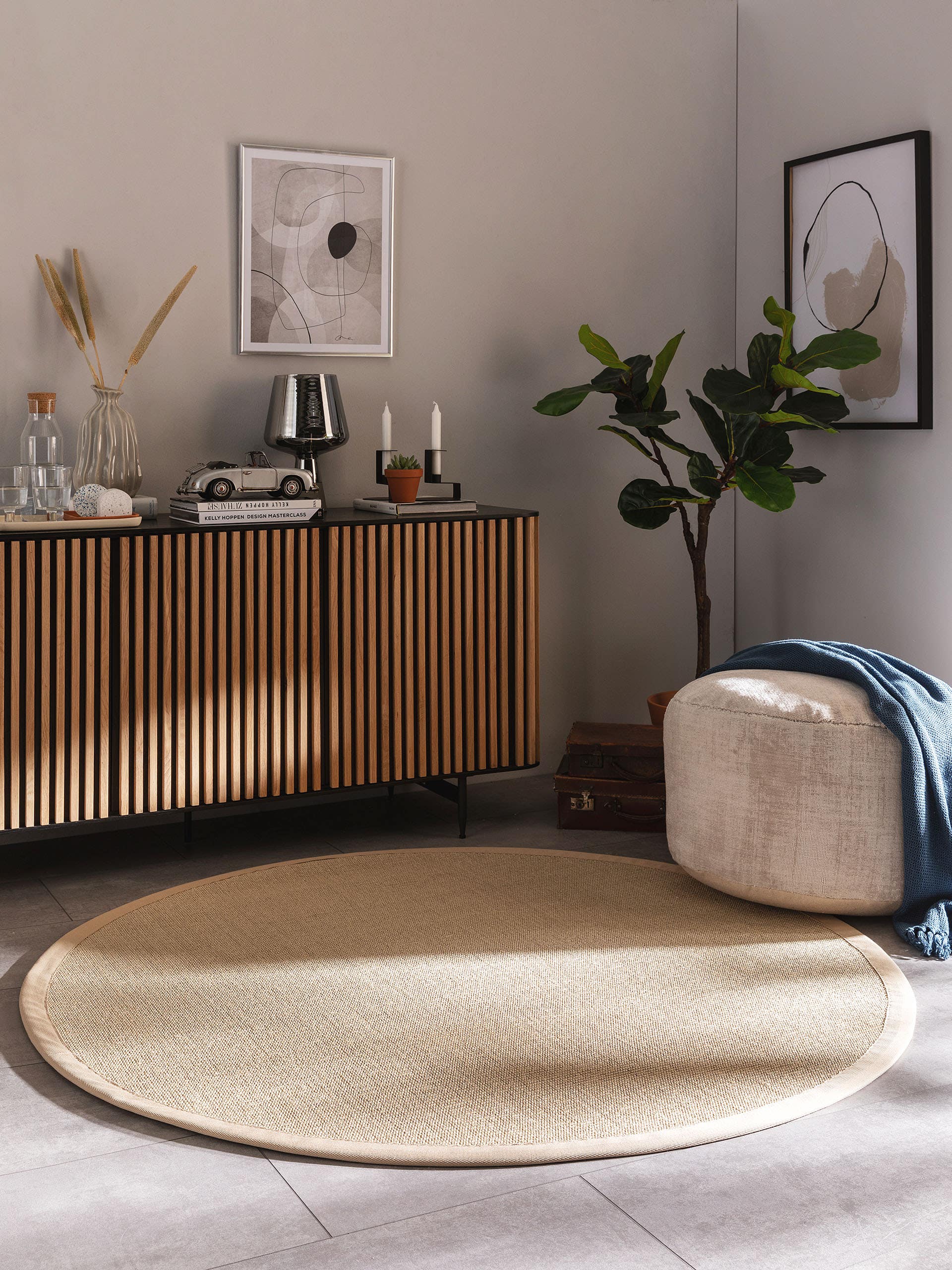 Tappeto di 100% Sisal in Beige con pelo alto 1- 5 mm da benuta Nest