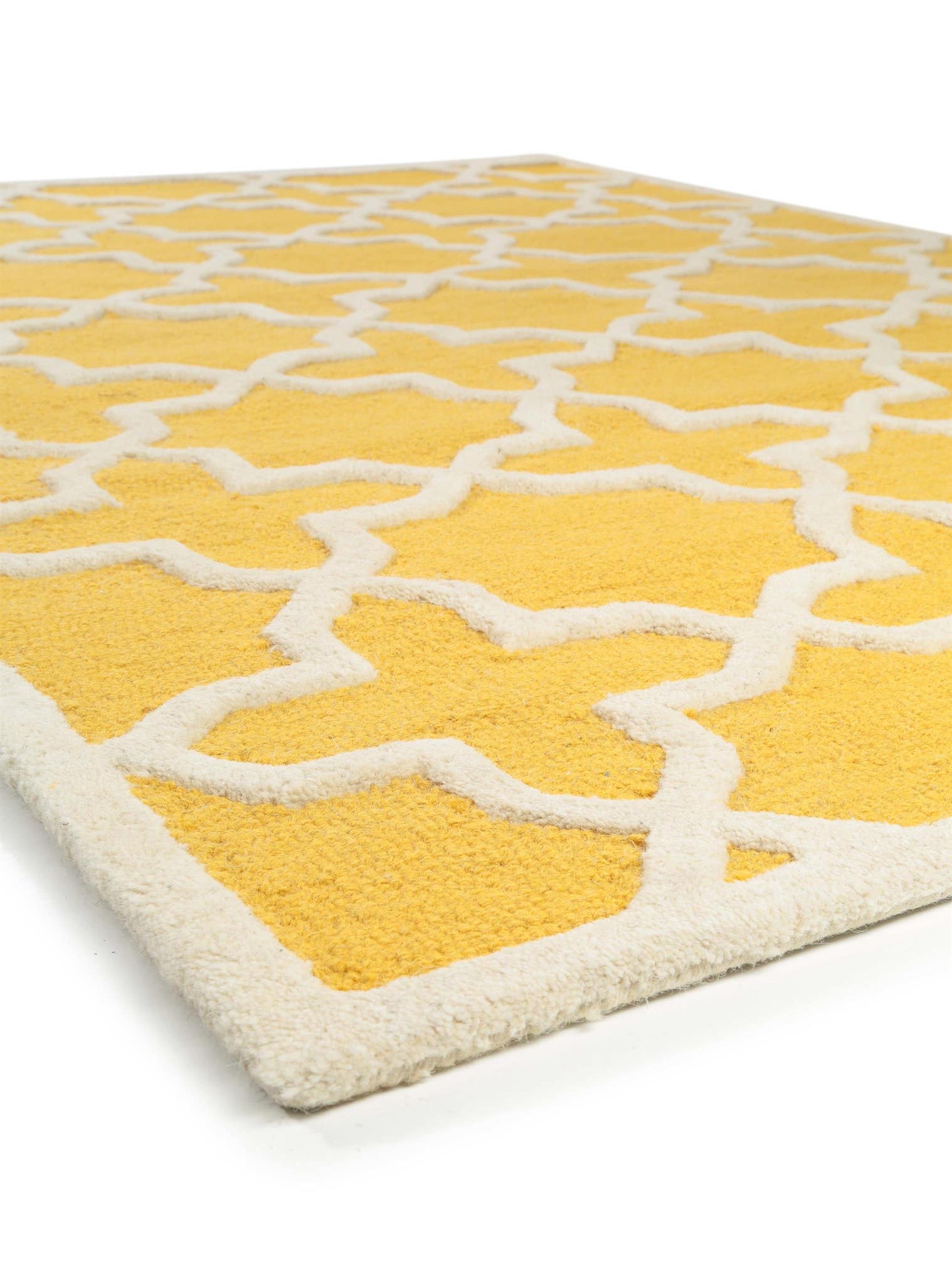Tapis en 100% Laine en Jaune avec une pile de 11 - 20 mm de hauteur de benuta Pure