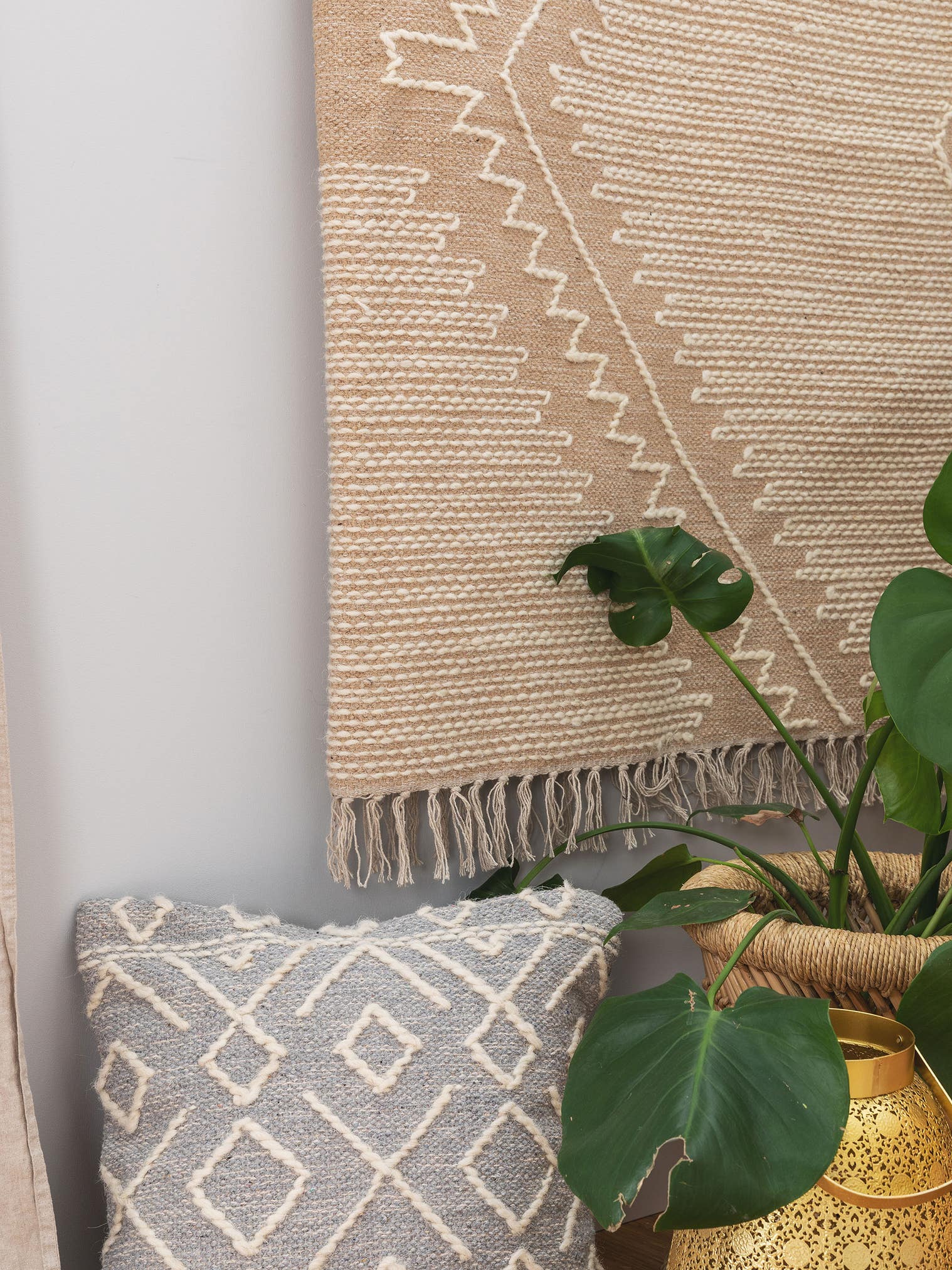 Alfombra de 60% Algodón, 40% Lana en Beige con un pelo de {{Placeholder_Pile Height}} de altura de benuta Pure