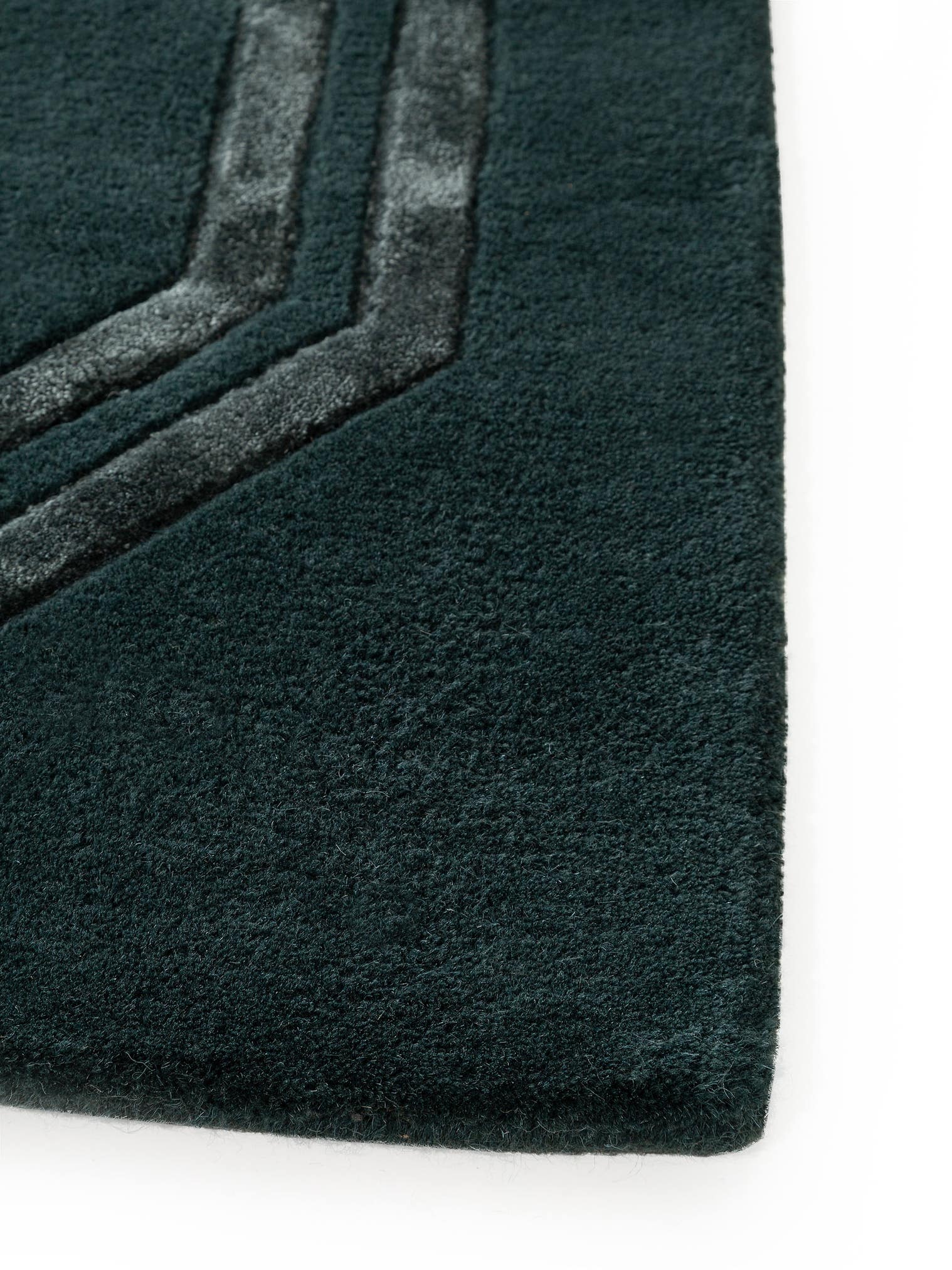 Teppich aus 70% Wolle, 30% Viskose in Grün mit 11 bis 20 mm hohem Flor von benuta Finest