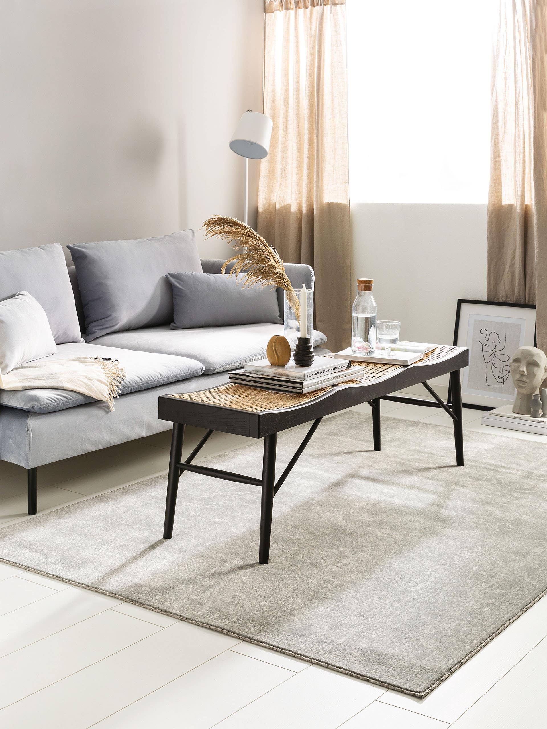 Rug made of 100% Polypropylene in Grey with a 6 - 10 mm high pile by benuta Nest