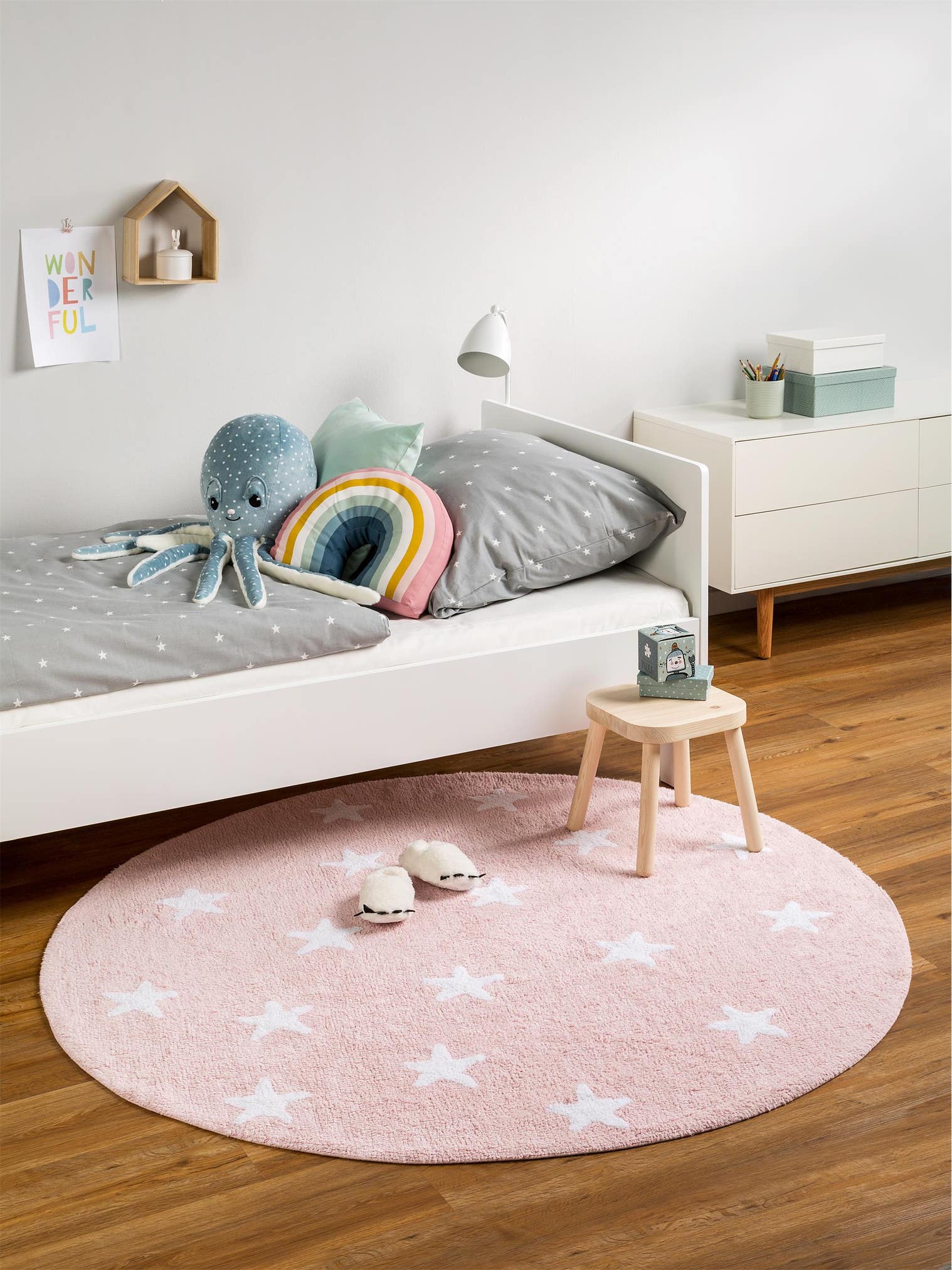Teppich aus 100% Baumwolle in Rosa mit 11 bis 20 mm hohem Flor von Lytte