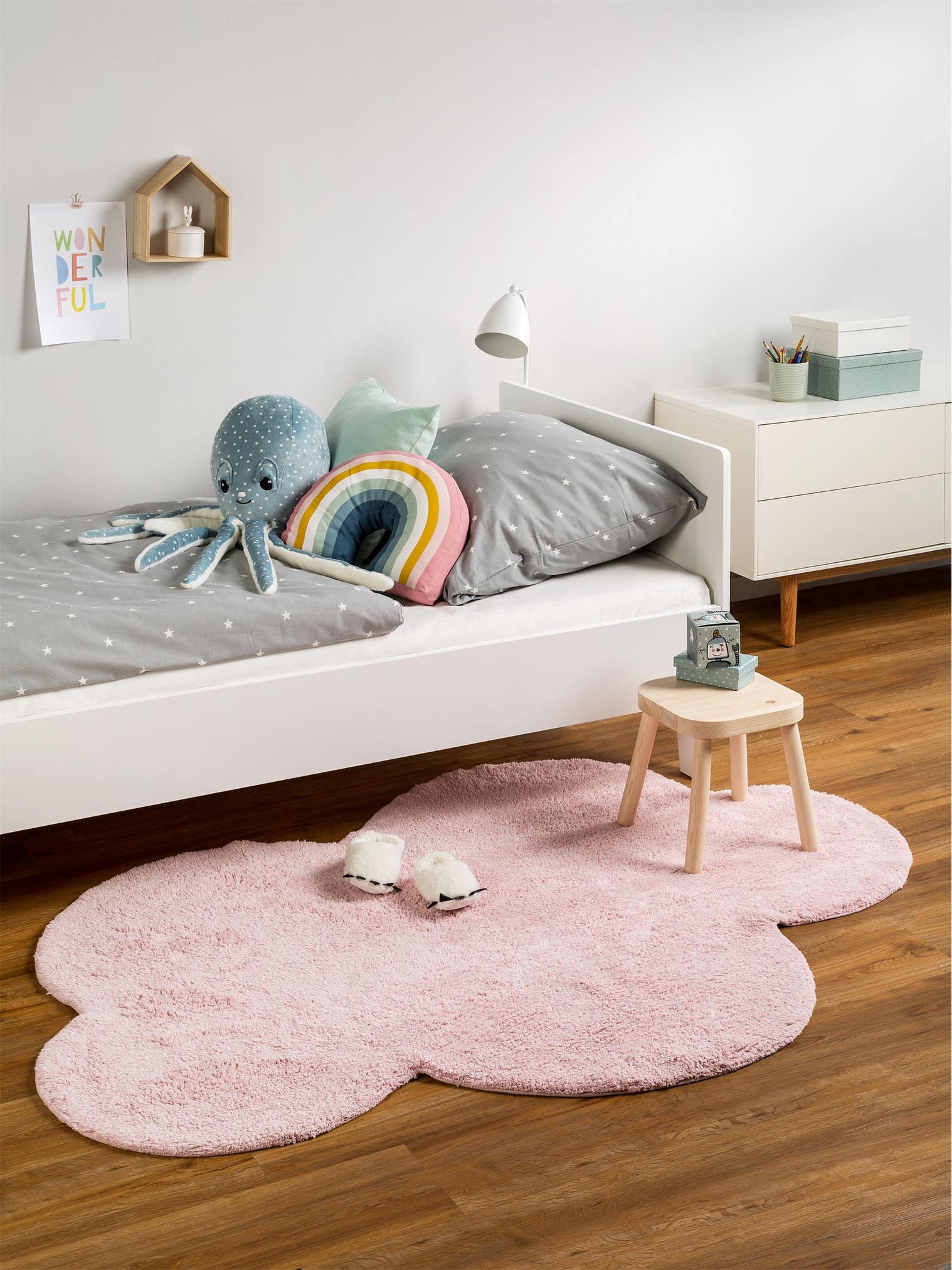 Teppich aus 100% Baumwolle in Rosa mit 11 bis 20 mm hohem Flor von Lytte