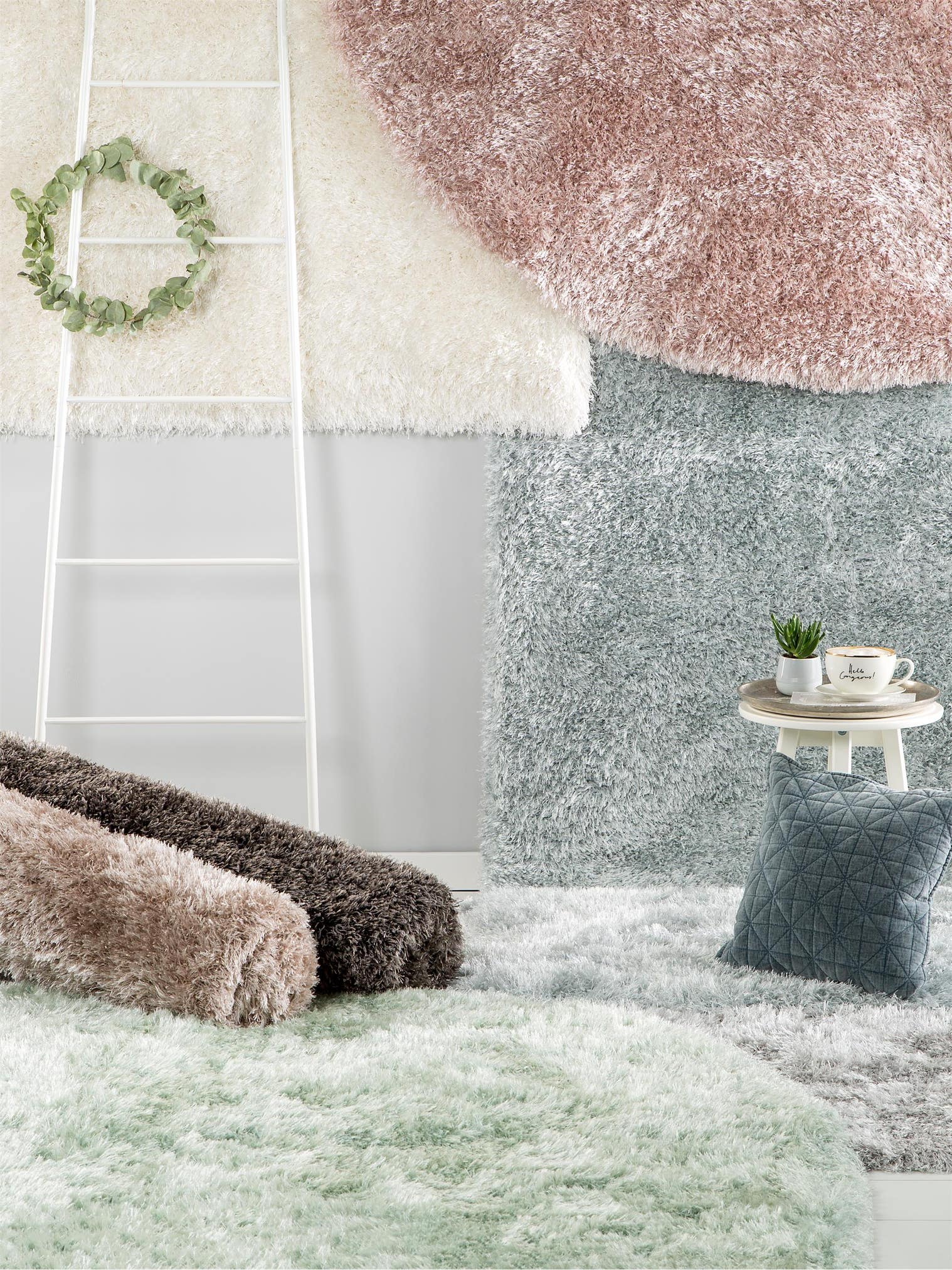 Teppich aus 50% Polyester, 50% Polypropylen in Grau mit 51 bis 60 mm hohem Flor von benuta Pop