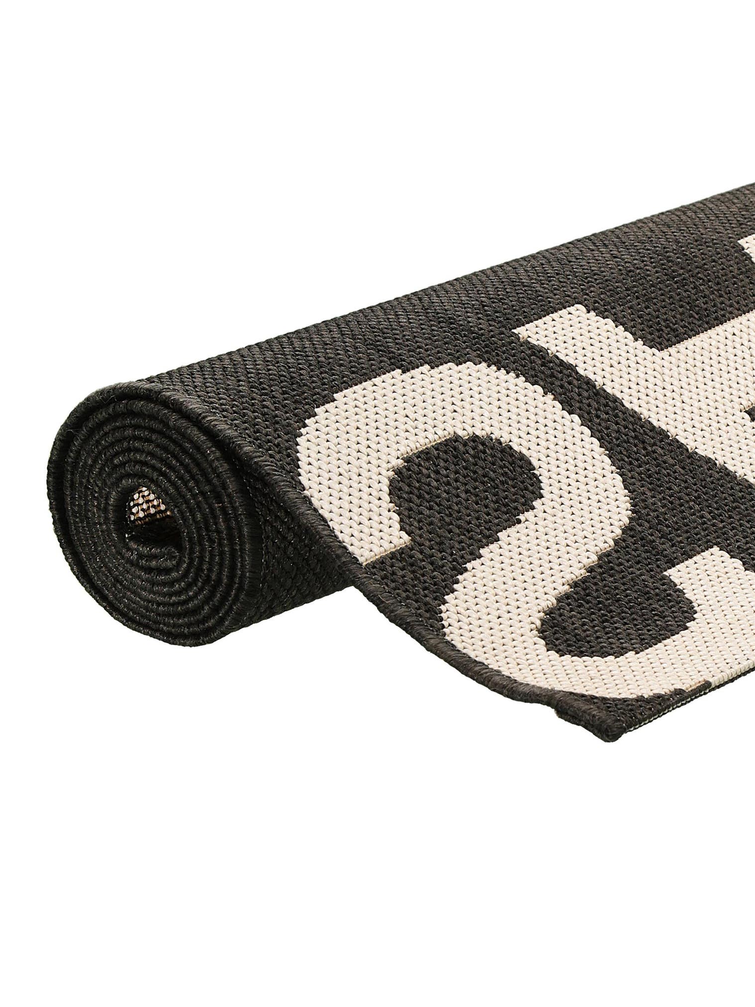 Teppich aus 100% Polypropylen in Schwarz/Weiß mit 6 bis 10 mm hohem Flor von benuta Nest