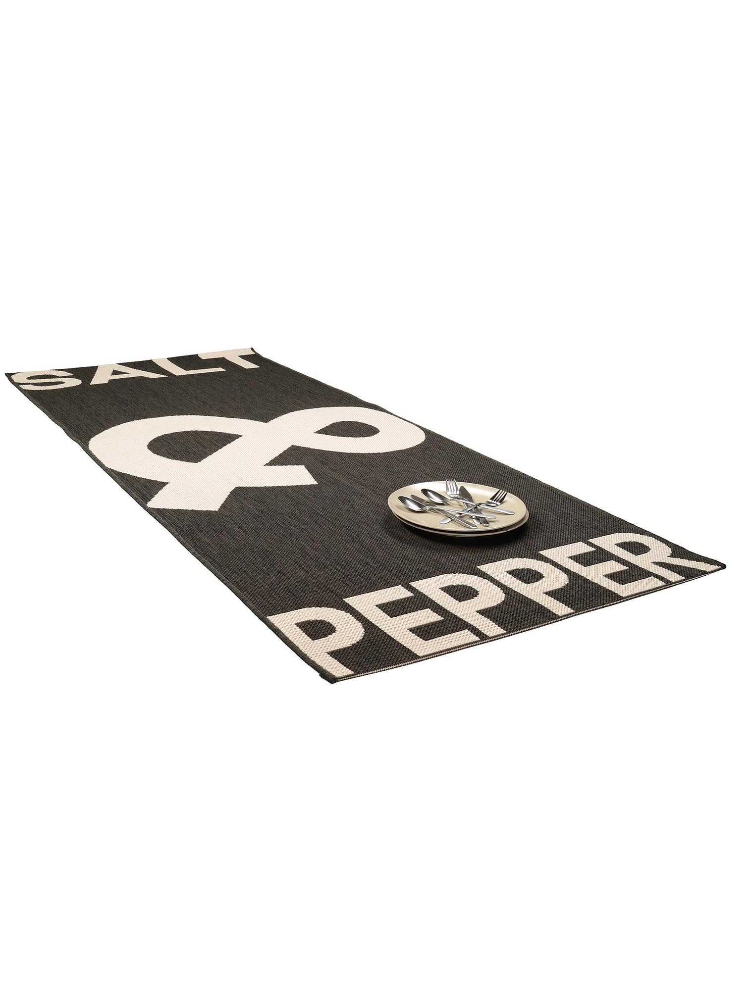 Teppich aus 100% Polypropylen in Schwarz/Weiß mit 6 bis 10 mm hohem Flor von benuta Nest