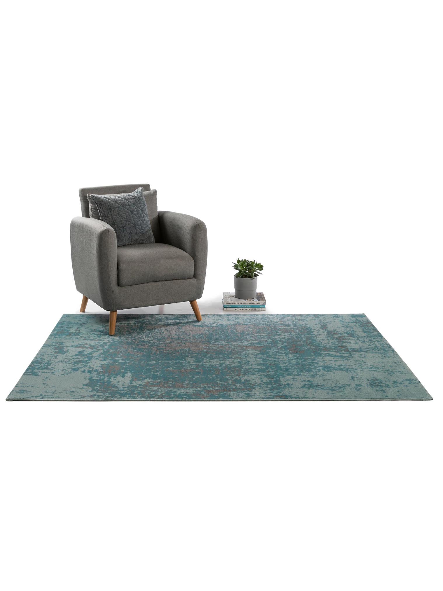 Tapis en 100% Polypropylène en Turquoise avec une pile de 1- 5 mm de hauteur de benuta Nest