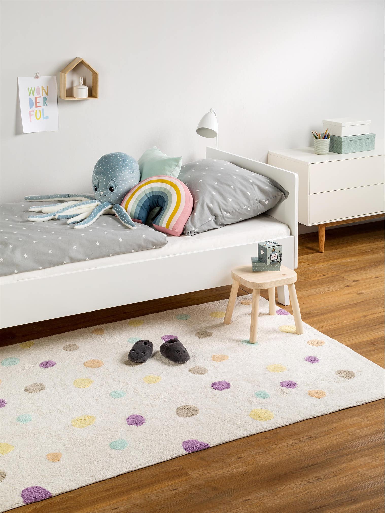 Teppich aus 100% Baumwolle in Beige mit 11 bis 20 mm hohem Flor von Lytte
