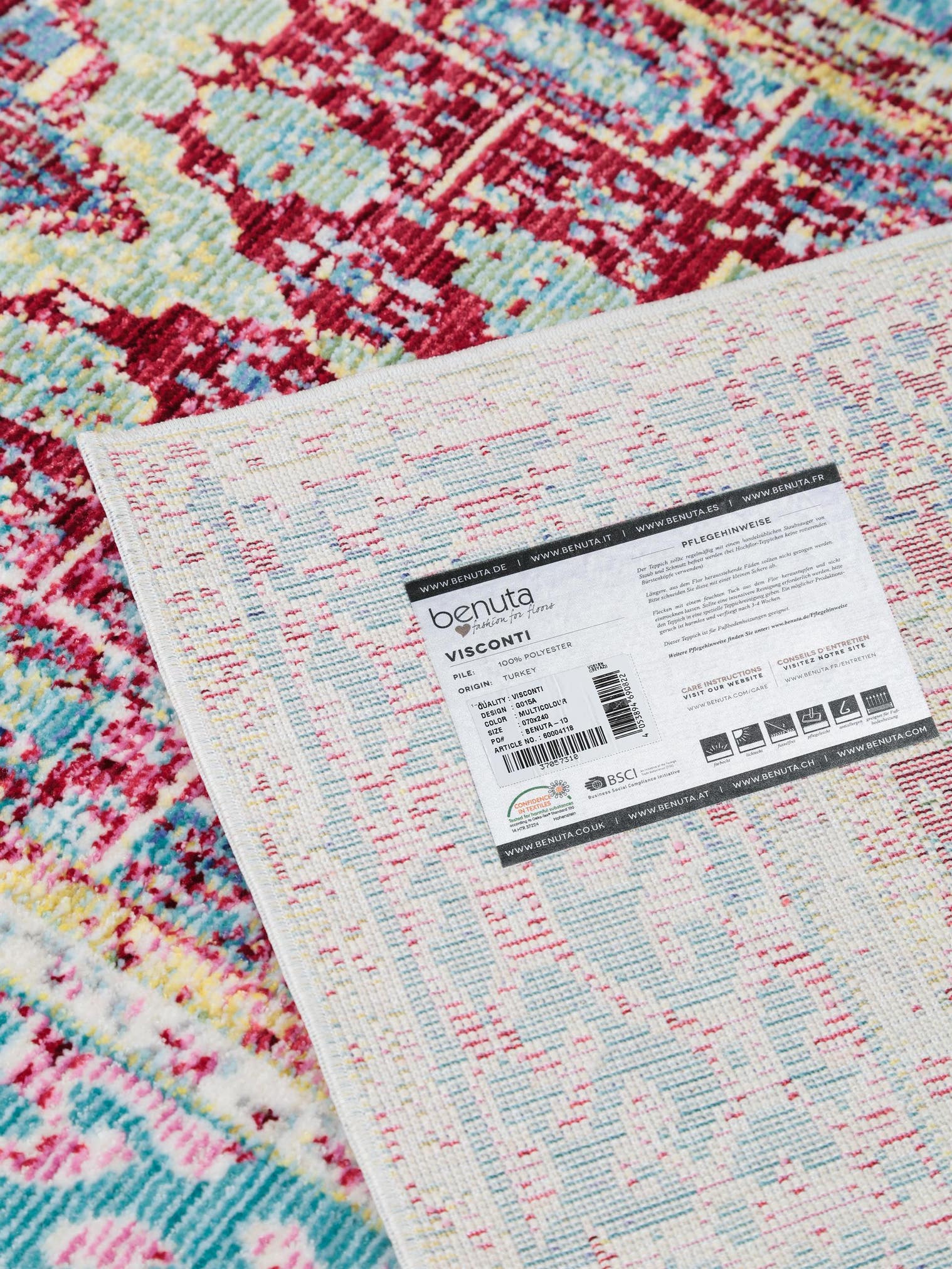 Teppich aus 100% Polyester in Multicolor mit bis 5 mm hohem Flor von benuta