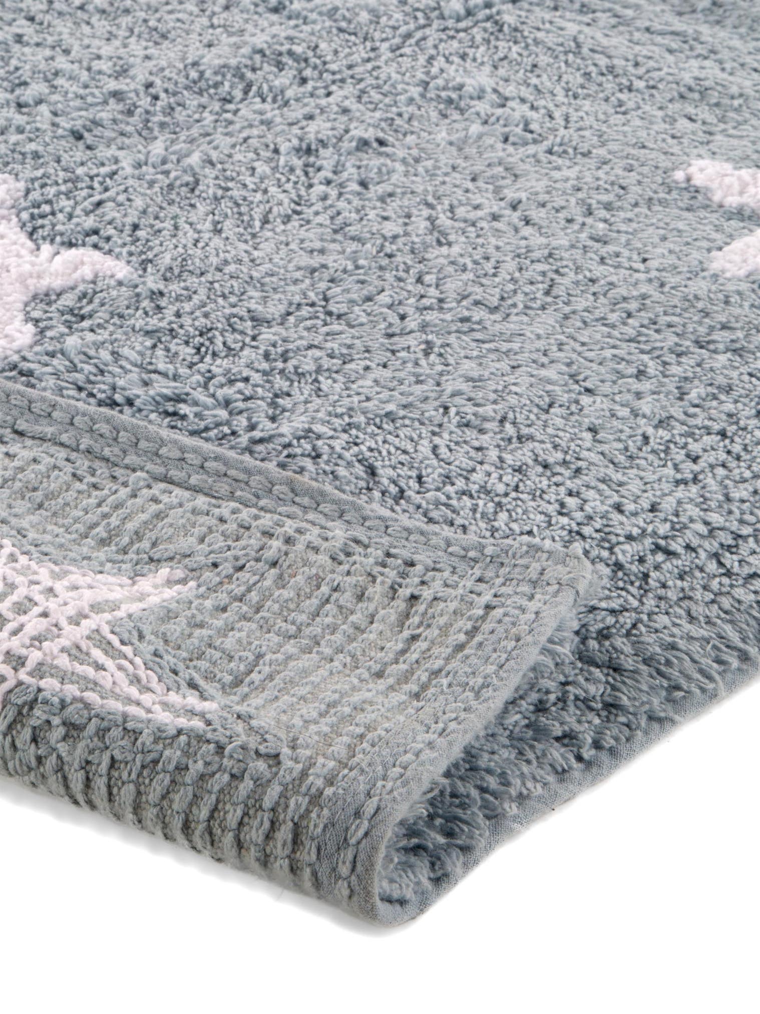 Teppich aus 100% Baumwolle in Blau mit 11 bis 20 mm hohem Flor von Lytte