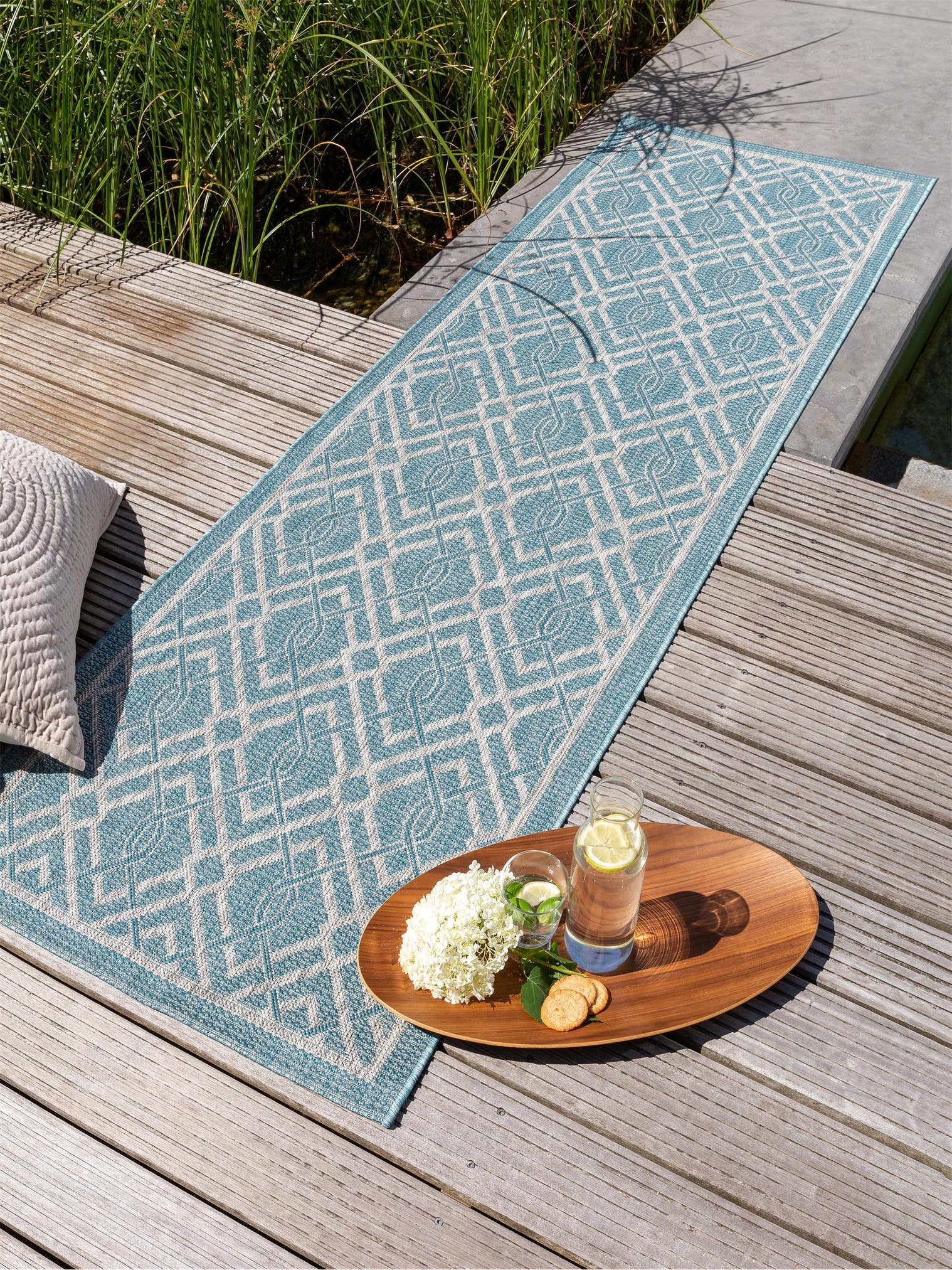 Teppich aus 100% Polypropylen in Türkis mit bis 5 mm hohem Flor von benuta