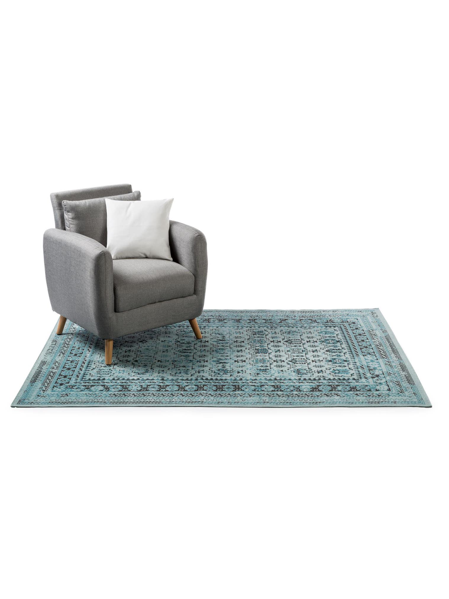 Tapis en 100% Polypropylène en Turquoise avec une pile de 1- 5 mm de hauteur de benuta Nest