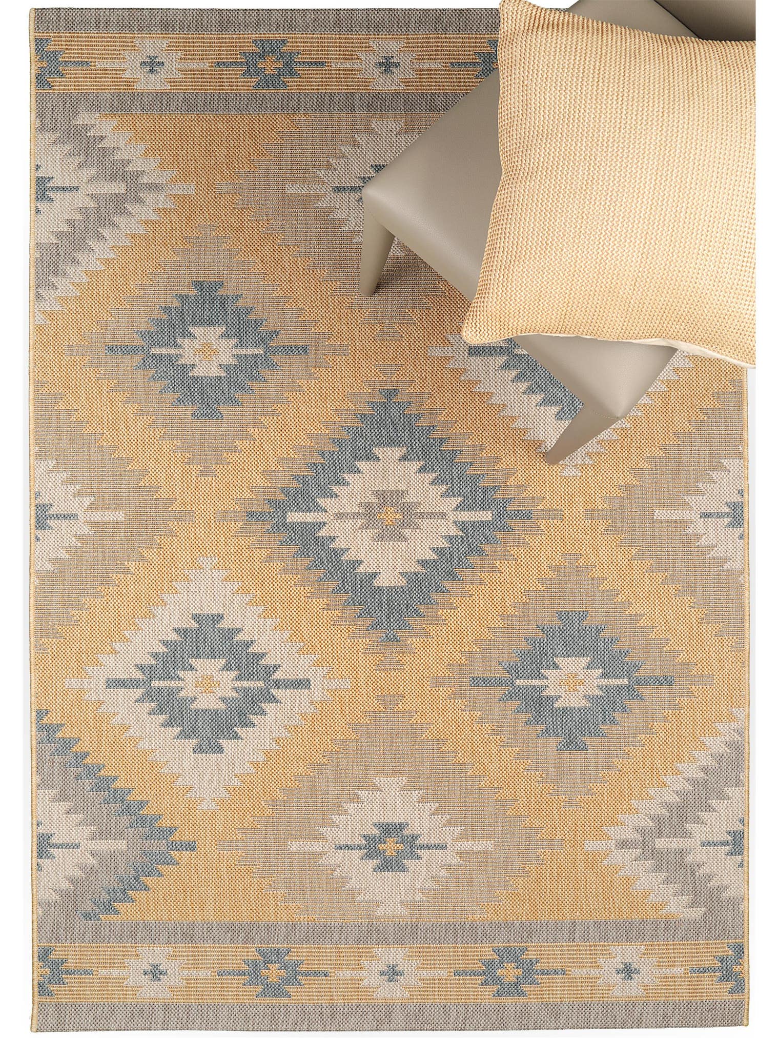 Tapis en 100% Polypropylène en Jaune avec une pile de 1- 5 mm de hauteur de benuta Nest