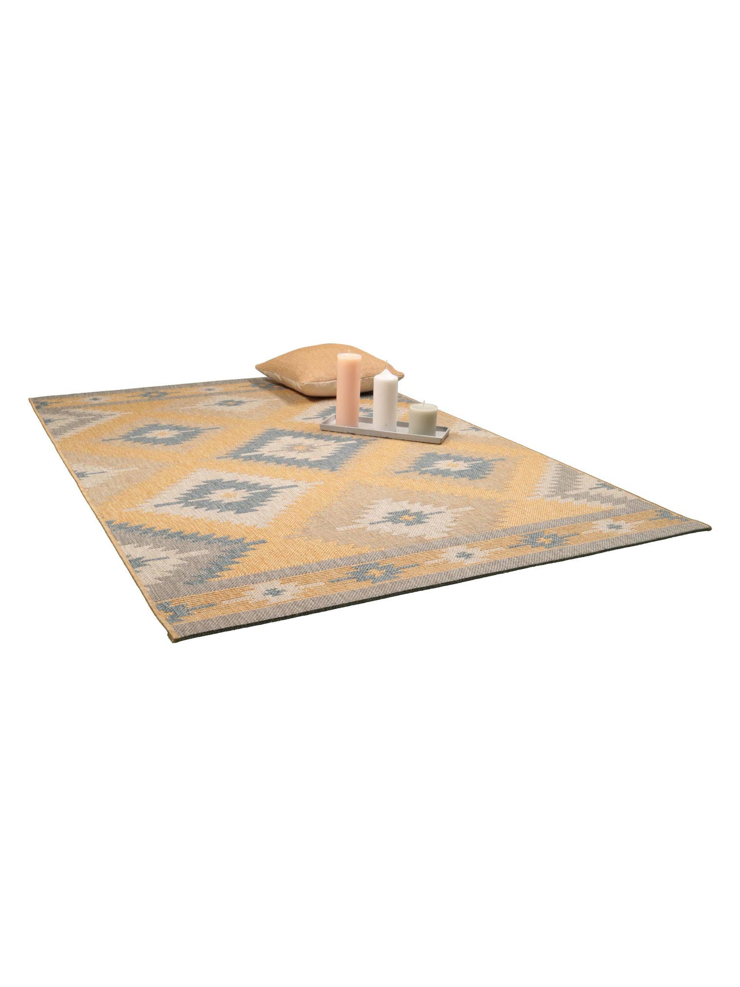 Tapis en 100% Polypropylène en Jaune avec une pile de 1- 5 mm de hauteur de benuta Nest