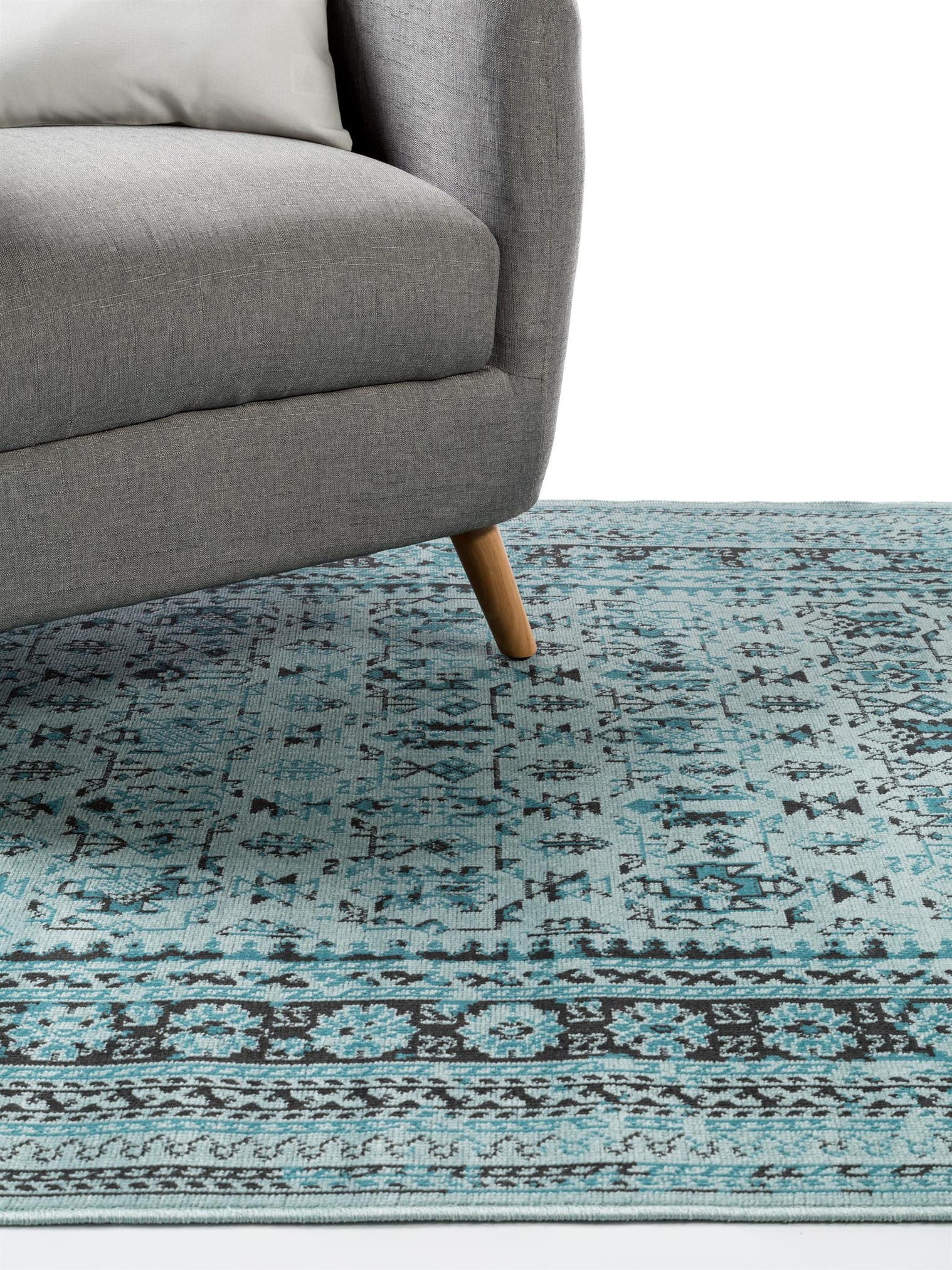 Tapis en 100% Polypropylène en Turquoise avec une pile de 1- 5 mm de hauteur de benuta Nest