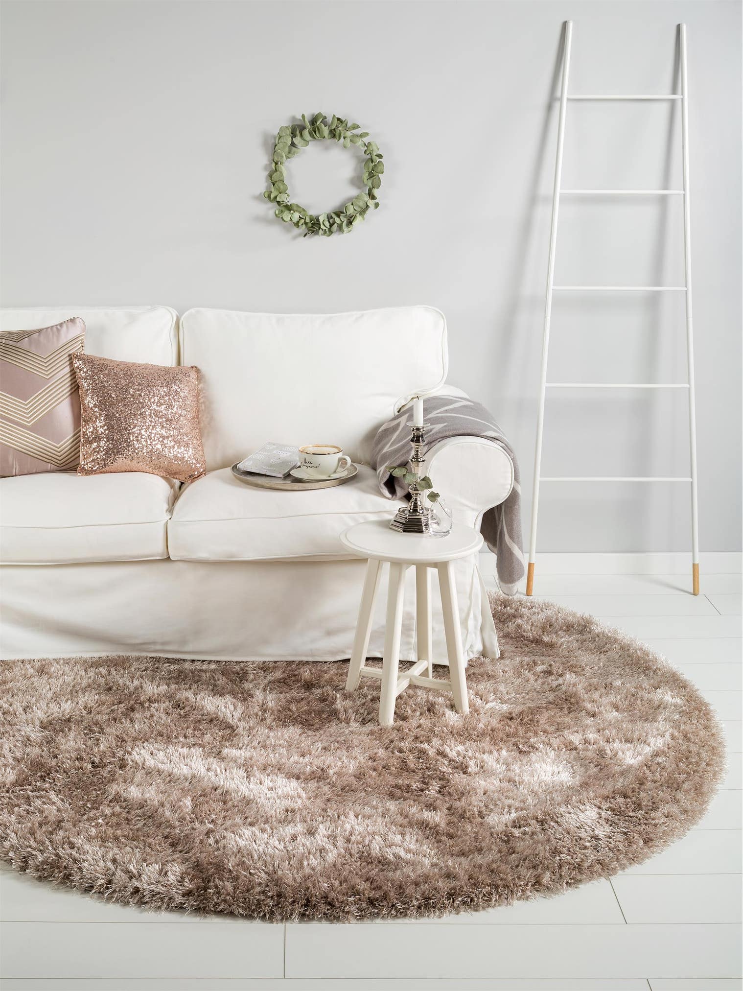 Teppich aus 50% Polyester, 50% Polypropylen in Beige mit 51 bis 60 mm hohem Flor von benuta Pop