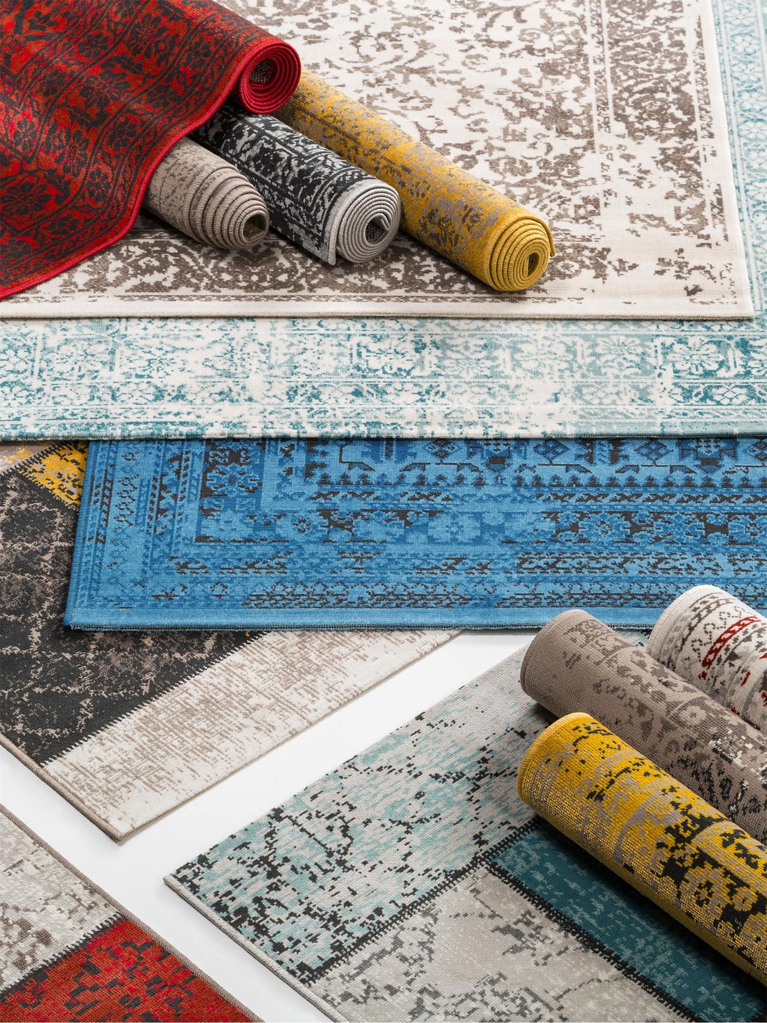 Tapis en 100% Polypropylène en Turquoise avec une pile de 1- 5 mm de hauteur de benuta Nest
