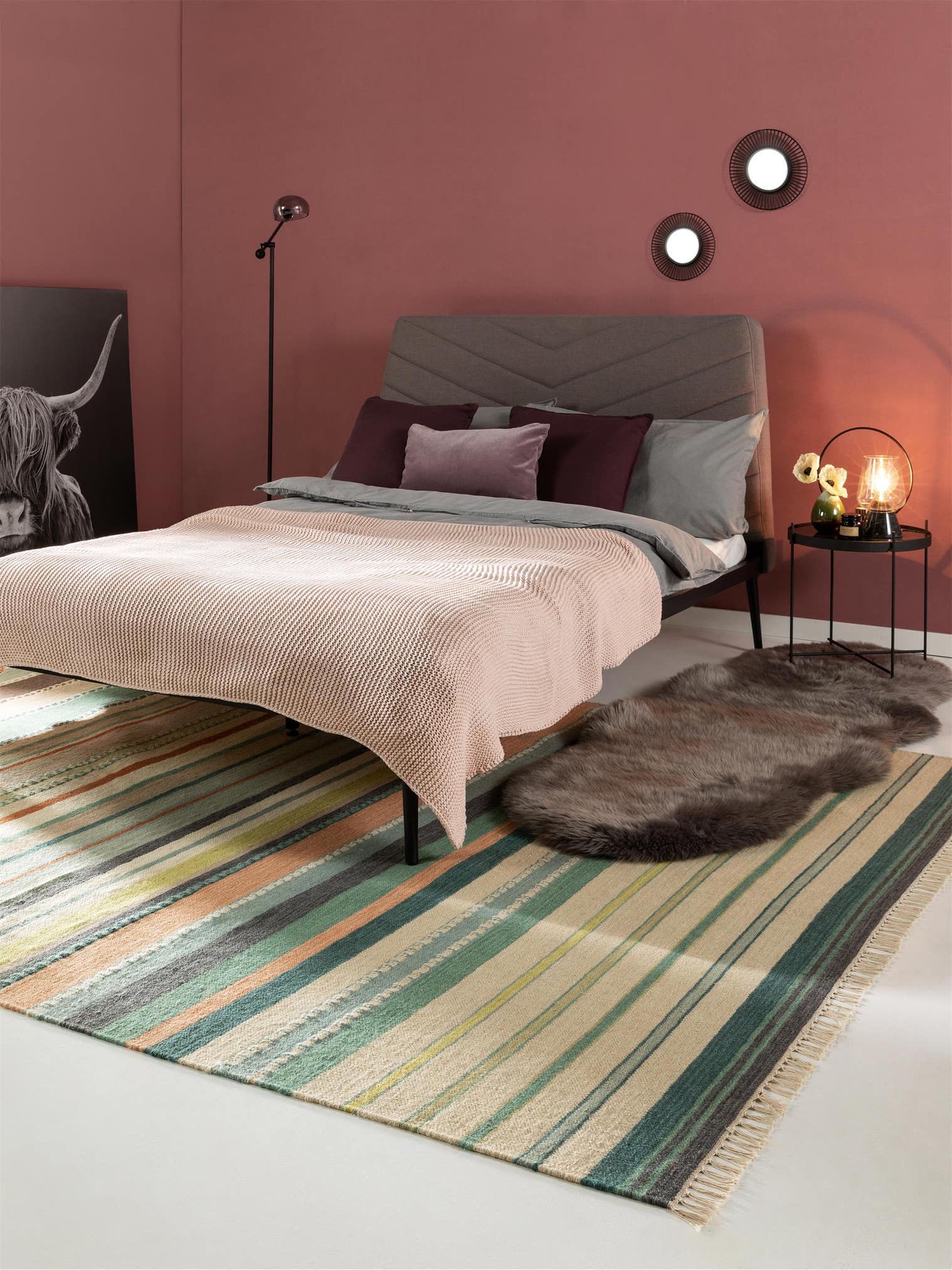 Teppich aus 100% Wolle in Beige mit bis 5 mm hohem Flor von benuta Finest