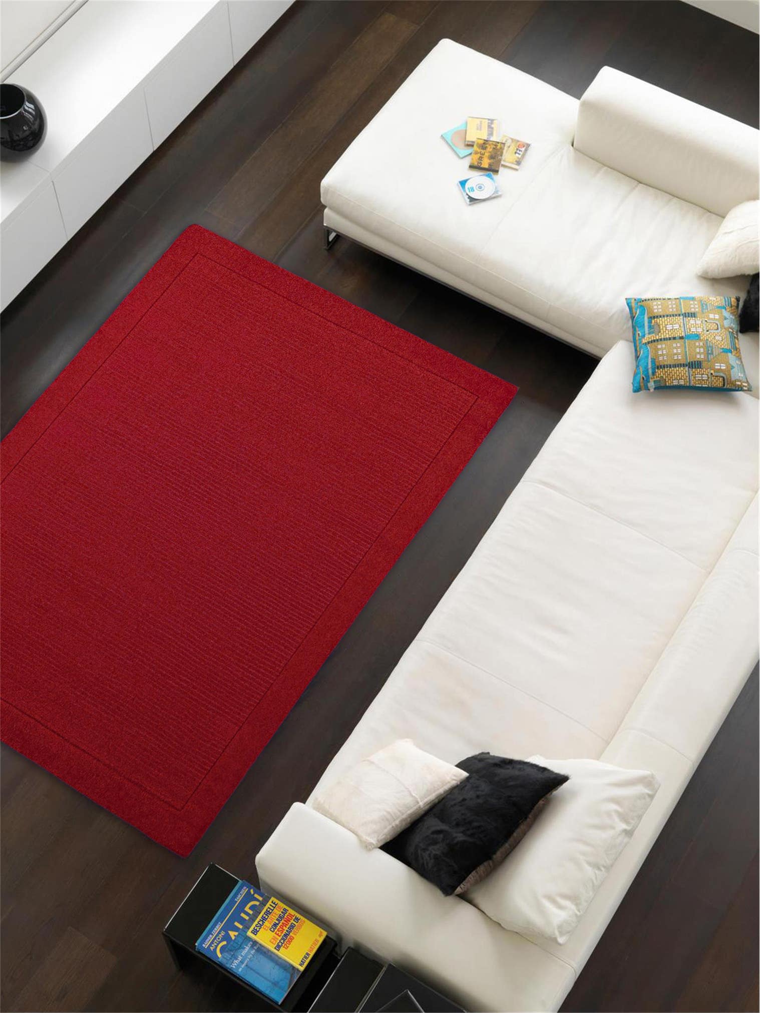 Teppich aus 100% Wolle in Rot mit 6 bis 10 mm hohem Flor von benuta