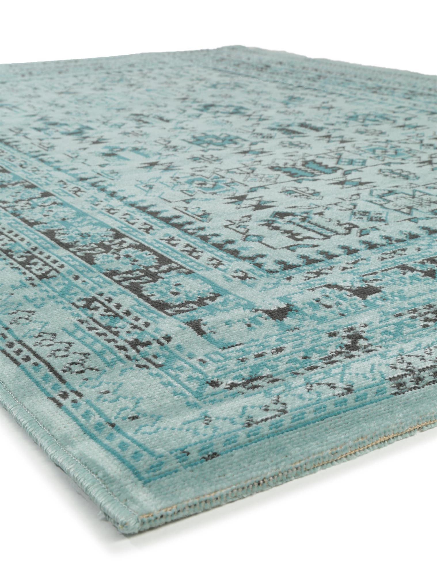 Tapis en 100% Polypropylène en Turquoise avec une pile de 1- 5 mm de hauteur de benuta Nest
