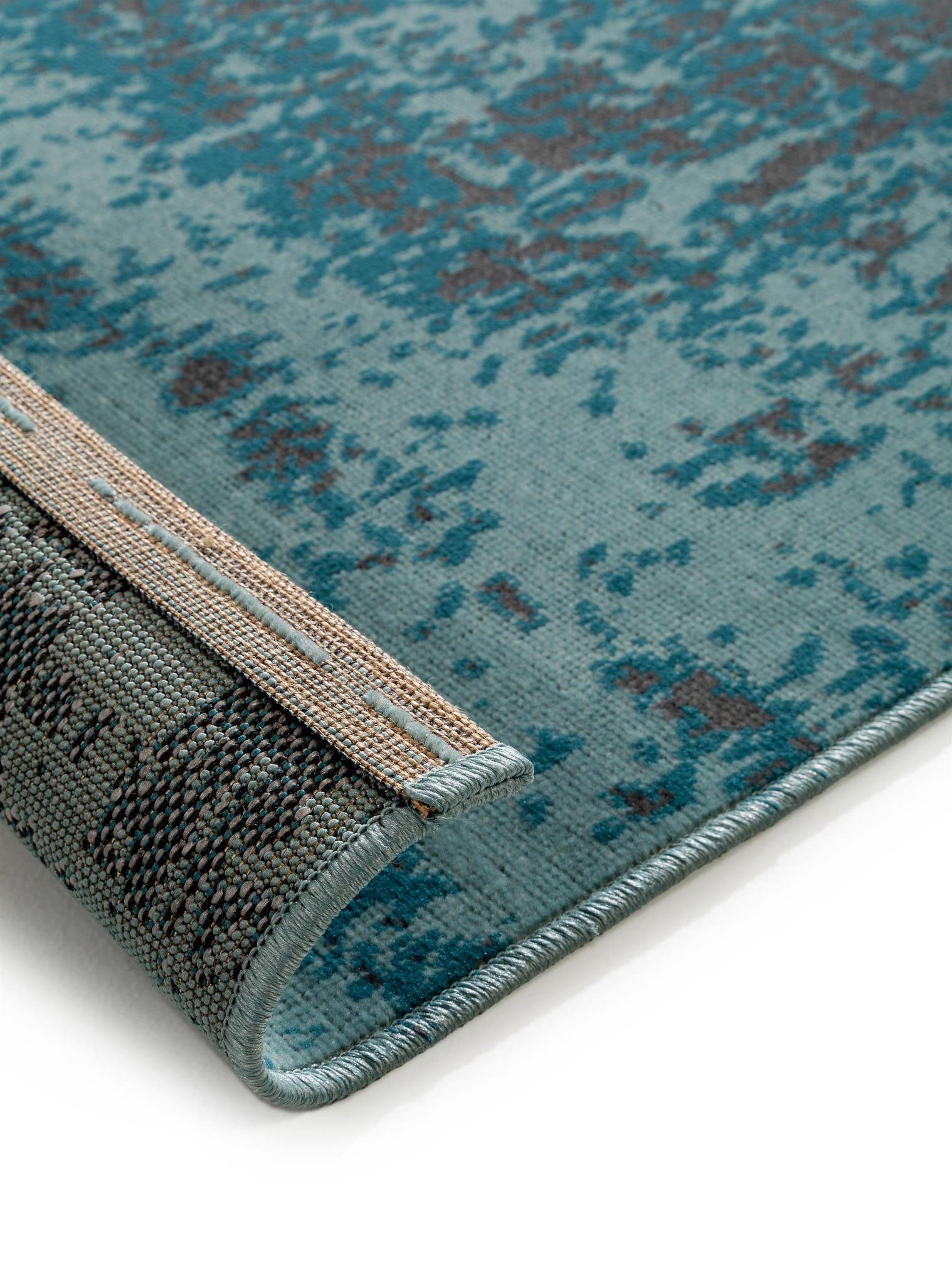 Tapis en 100% Polypropylène en Turquoise avec une pile de 1- 5 mm de hauteur de benuta Nest
