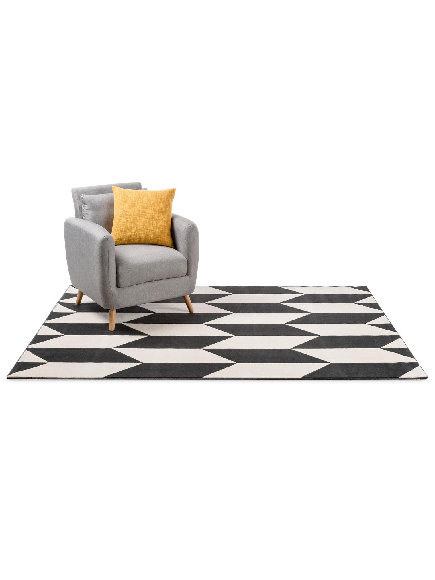 Teppich aus 100% Polypropylen in Schwarz/Weiß mit 6 bis 10 mm hohem Flor von benuta Pop