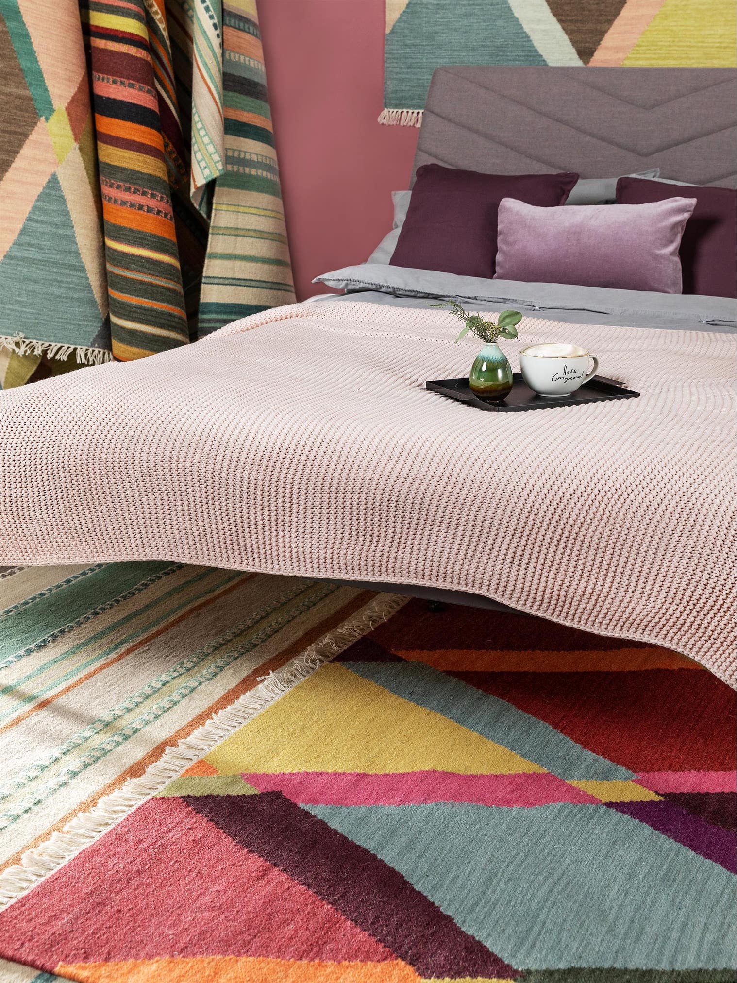 Teppich aus 100% Wolle in Beige mit bis 5 mm hohem Flor von benuta Finest